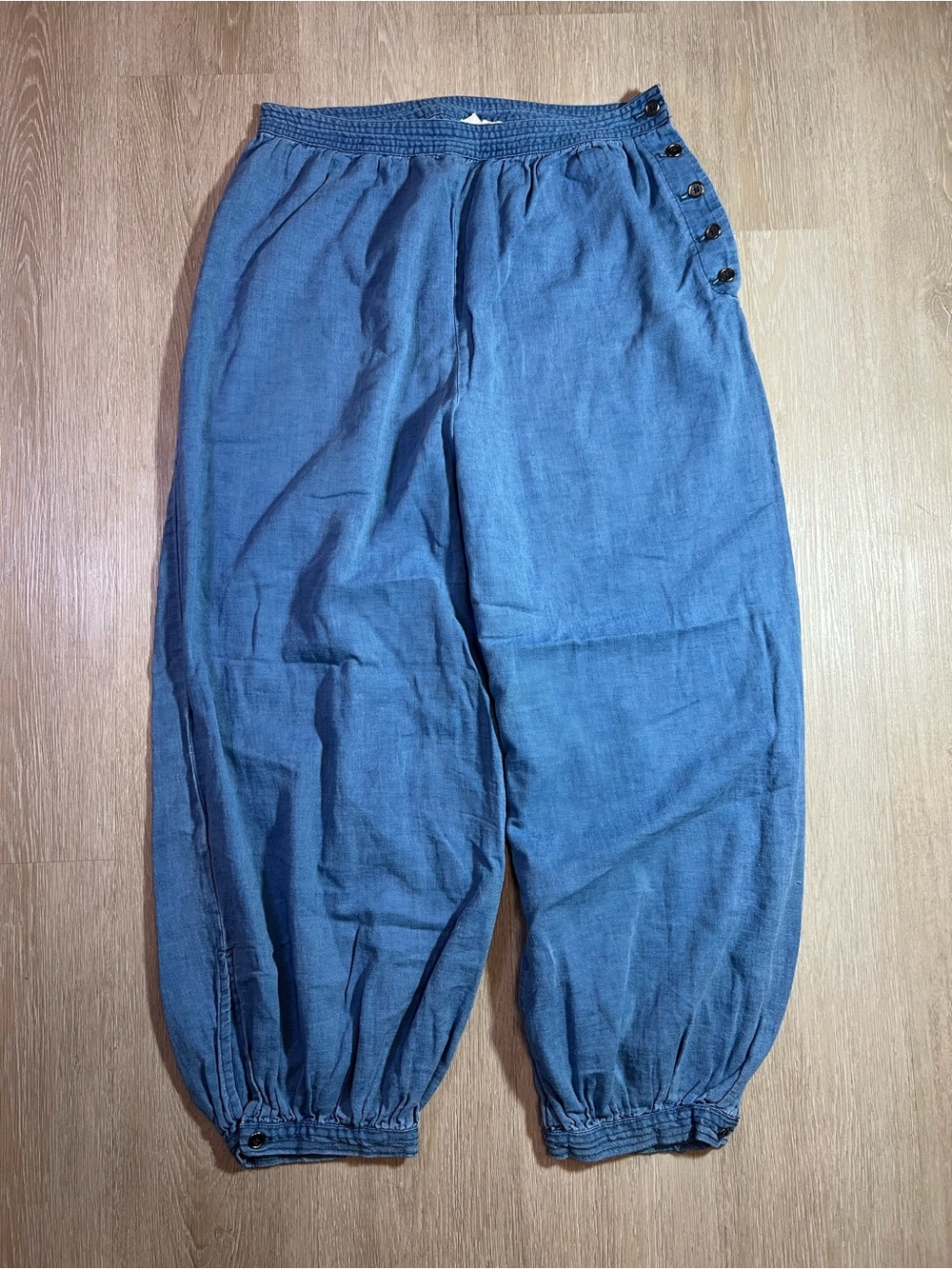 Anthropologie Chic Parachute Pants with Button Detail Minimalist Wide Leg